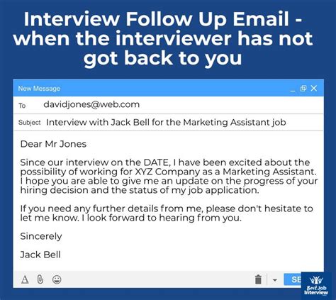Sample Interview Follow Up Email Interview Follow Up Email Job
