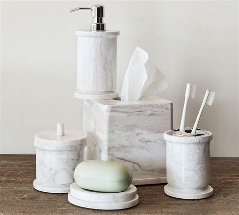 Discover unique bathroom decor and matching sets at anthropologie, including timeless classics and the season's newest arrivals. Monique Lhuillier Marble Bath Accessories | Pottery Barn AU
