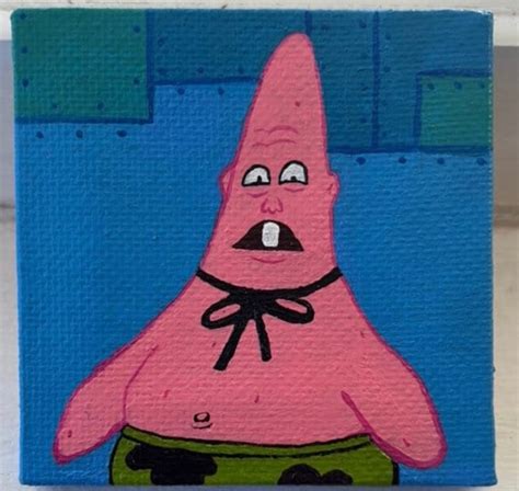 Patrick Star Who You Callin Pinhead Mini Canvas Meme Acrylic Etsy Uk