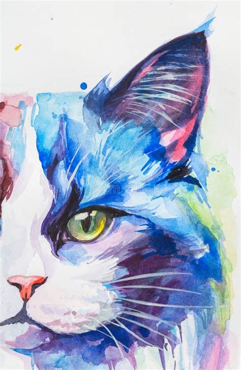 Ragdoll Cat Painted In Watercolor On A White Background In A Realistic