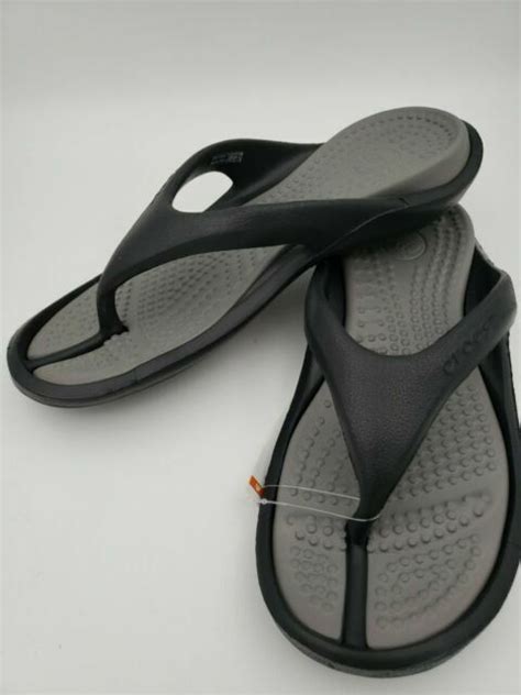 Crocs Athens Thong Flip Flop Sandal For Unisex Size Women 9 Men Black Smoke 887350866414 Ebay