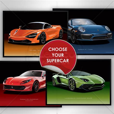 Super Cars Poster Supercars Fast Sports Cars Poster Wall Art Etsy