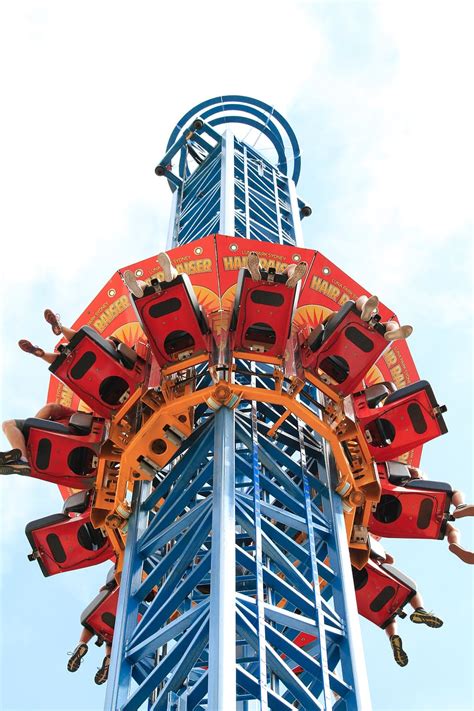 Hd Wallpaper Blue And Orange Tower Amusement Ride Amusement Park Amusement Park Ride