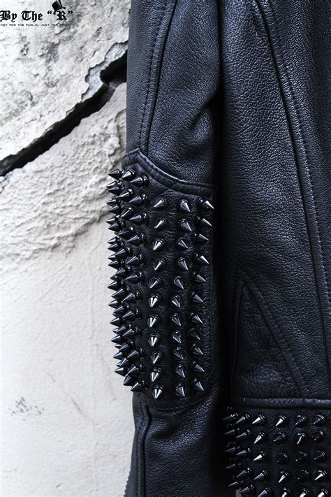 Black Heavy Metal Spiked Studded Punk Gangster Leather Jacket Jackets