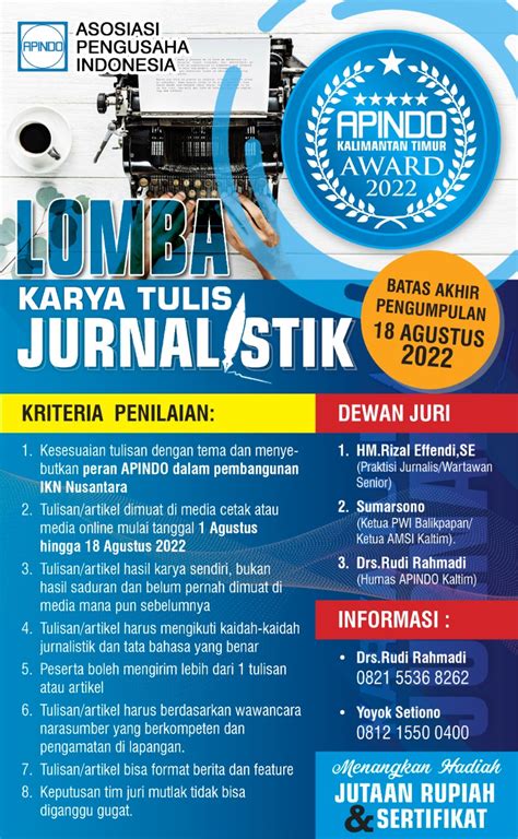 Ikuti Lomba Karya Tulis Jurnalistik Apindo Berhadiah Jutaan Rupiah