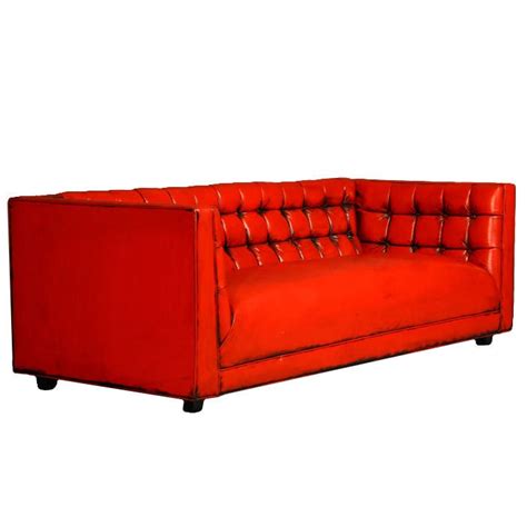 Tufted Red Leather Sofa At 1stdibs