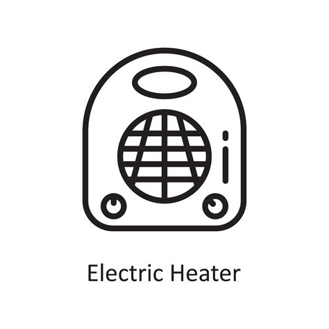 Electric Heater Vector Outline Icon Design Illustration Housekeeping