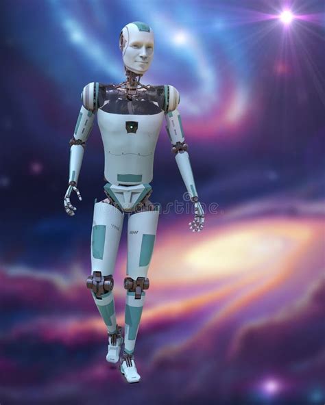 Futuristic Humanoid Robot 3d Illustration Stock Illustration