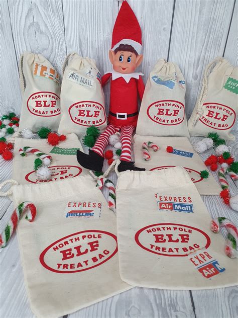 elf treat bag christmas elf christmas treat bag north pole etsy