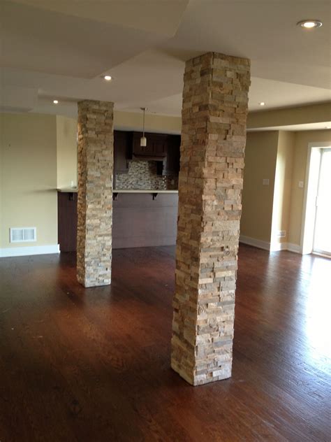 Columns In Basement Add Stone They Look Fabulous Basement