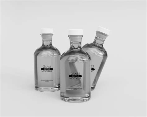 Premium Psd 3d Realistic Glass Bottle Mockup