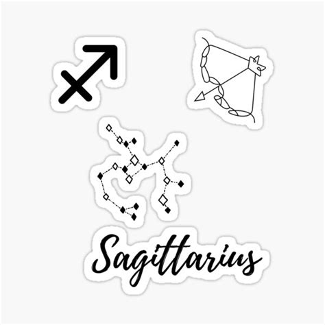 Sagittarius The Archer Line Art Symbol And Constellation Sticker For