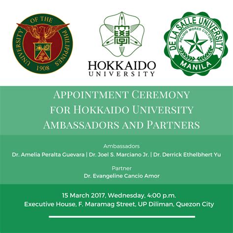 Up Profs Named Hokkaido U Ambassadors University Of The Philippines