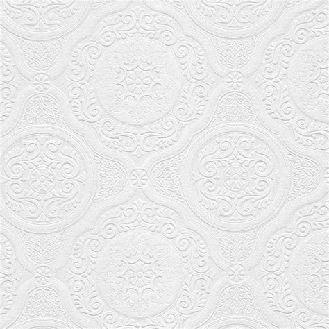 Norwall Jacobean Tile White Geometric Vinyl Pre Pasted Paintable