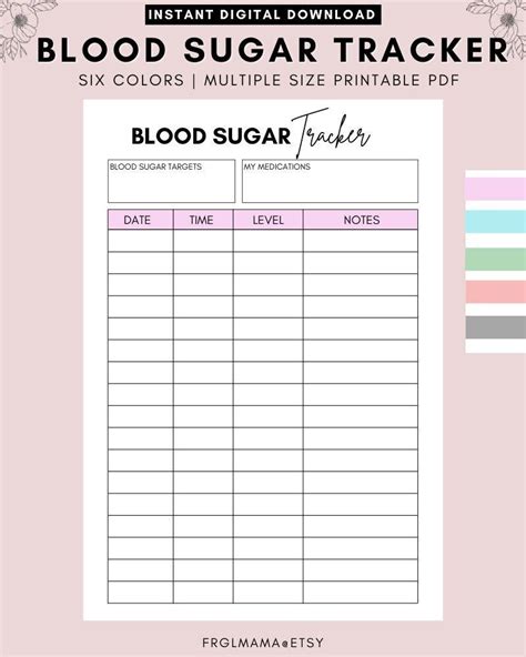 Blood Sugar Log Printable Blood Sugar Reading Tracker Etsy België