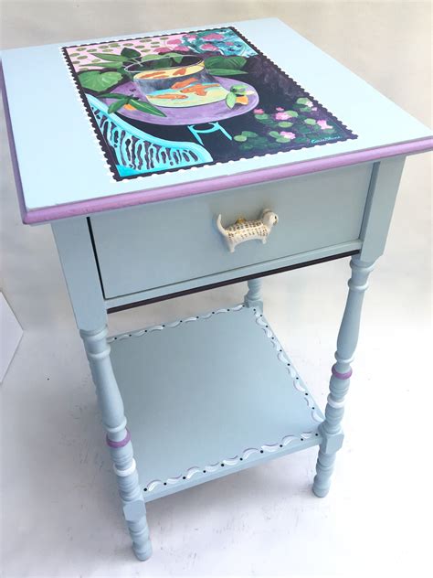 The Goldfish End Table Painted End Tables Furniture Hand Painted