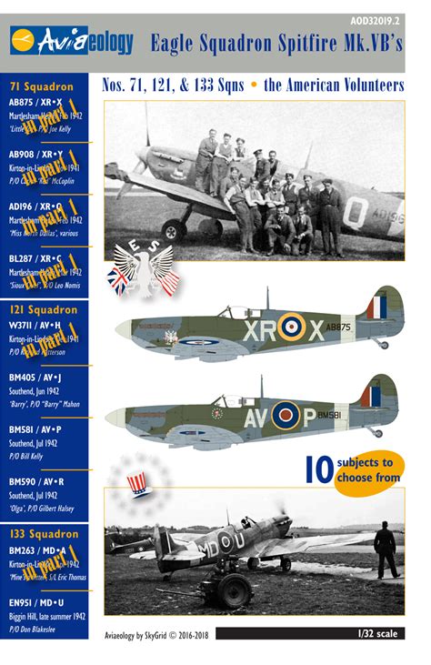 Aod320192 Eagle Squadron Spitfire Mkvs Pt2 121 And 133 Sqns 32nd