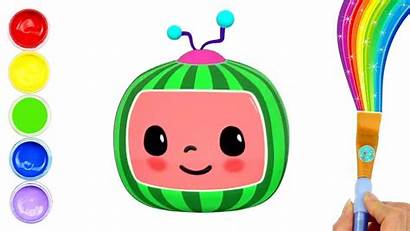 Cocomelon Coloring Watermelon Nursery Rhymes Paint Toddlers