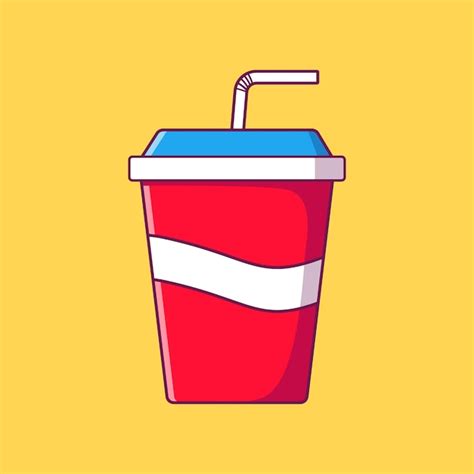 Premium Vector Soda Cup With Straw Flat Vector Illustration