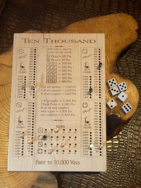 Farkle Score Board 10000 Ten Thousand Dice Game Wooden Board Game