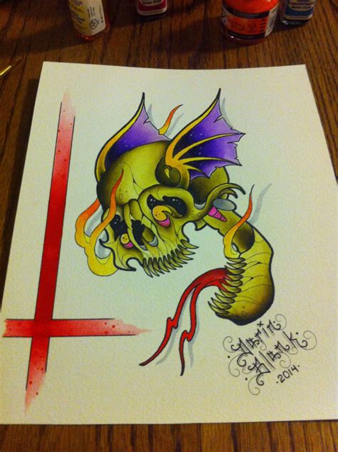 Demon Skull Tattoo Flash By Darin Blank Instagram Blankenstein83