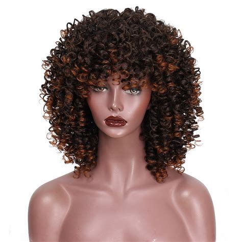 Human hair wigs for women full density curly hair lace front wig; AISI HAIR Mixed Wig Curly Synthetic Hair for Black Women ...