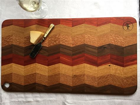 Custom Hardwood Cutting Board Chevron Pattern By Hardwood Reclamation