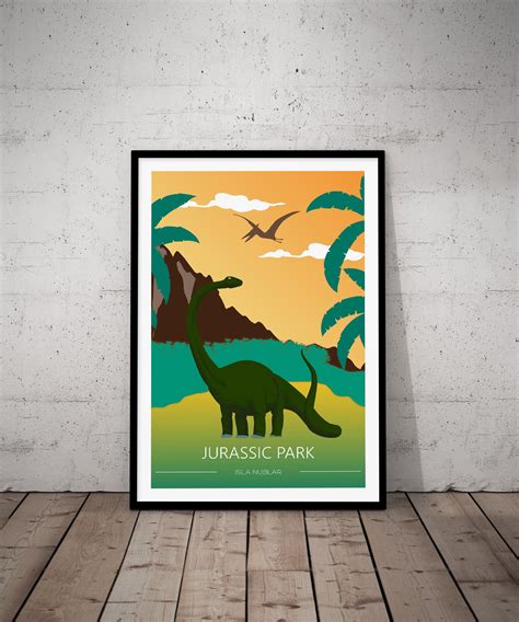 Jurassic Park Isla Nublar Dinosaur Poster Wall Art Decor Print Etsy
