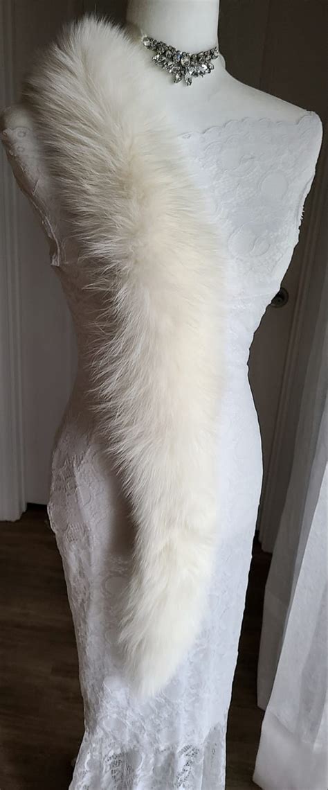 Glamorous Arctic Fox White Fur Stole Real Fur Boa Couture Fur