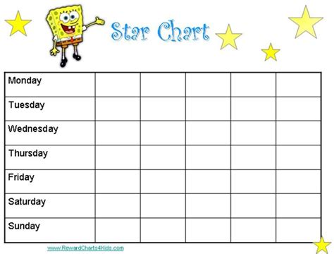 Spongebob Reward Chart Reward Charts 4 Kids Star Chart For Kids