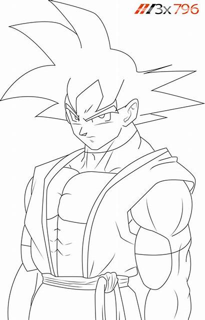 Goku Xeno Lineart Coloring God Saiyan Deviantart