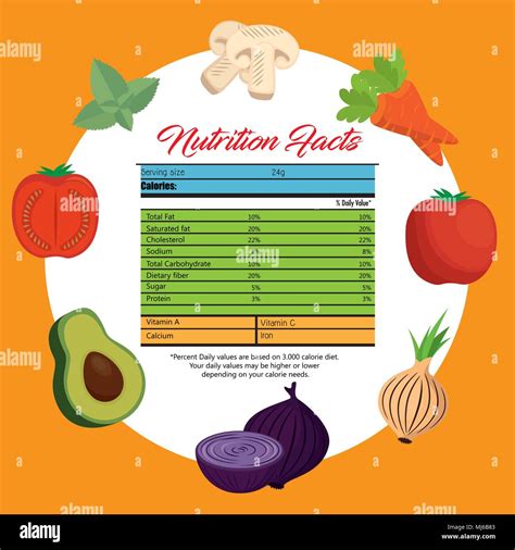 Vegetables Group With Nutrition Facts Stock Vector Image And Art Alamy