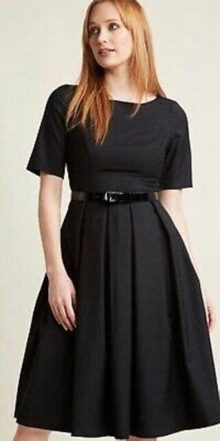 Modcloth Dress Black Belted Short Short Sleeve Fit And Flare Dress Ebay