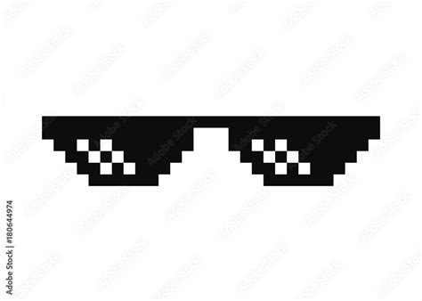 Pixel Art Glasses Thug Life Meme Glasses Isolated On White Background Stock Vector Adobe Stock