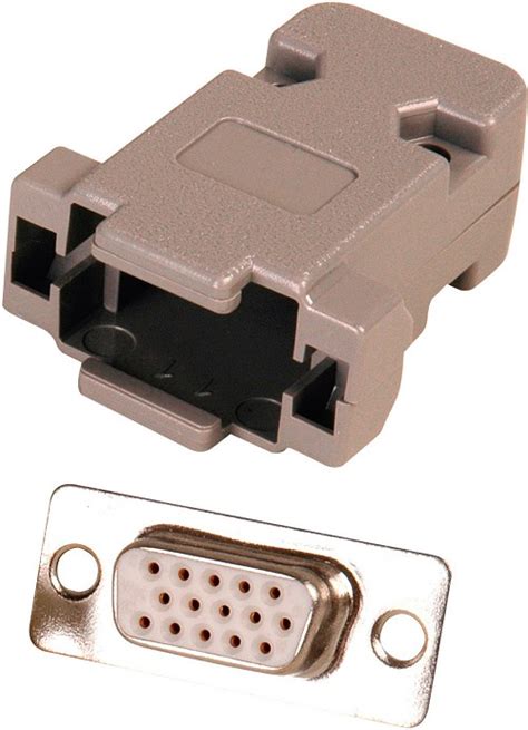 15 Pin Hd Female D Sub Connector With Plastic Hood Dj15hd And De15b