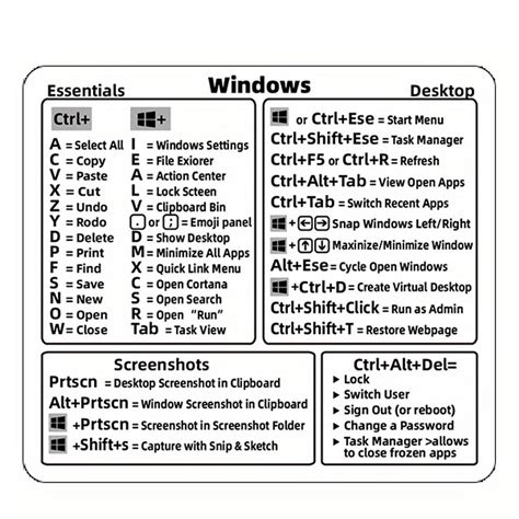 Windows Pc Quick Reference Keyboard Shortcut Sticker Slickwraps