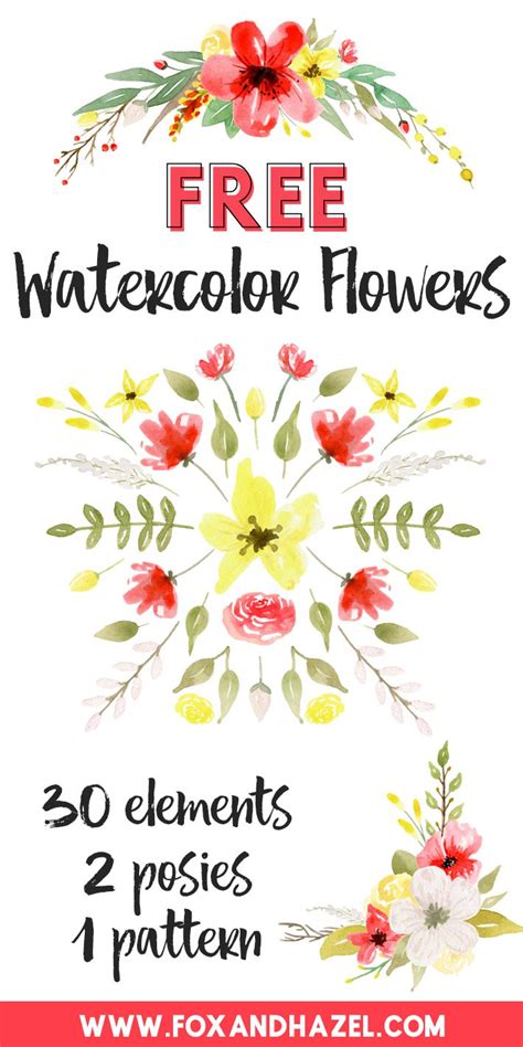 Free Watercolor Flower Graphics From Fox Hazel