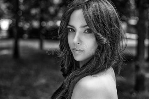 Black And White Portrait Of A Beautiful Magnificent Woman Face Close