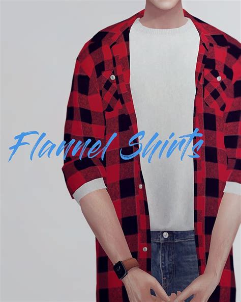 Kks Sims4 Long Flannel Shirts Flannel Shirt Outfit Top Outfits