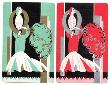 Art Deco Lady Vintage Swap Card Playing Card Pair Eur 490 Picclick Fr