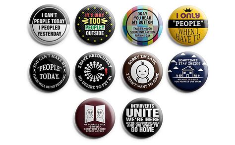 Funny Pinback Buttons Introvert 10 Pack Large 225 Pins For Men Women Teens