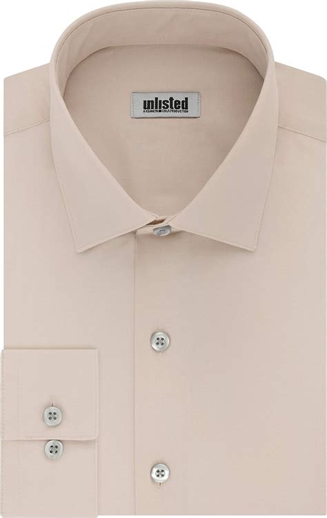 Unlisted By Kenneth Cole Mens Slim Fit Solid Dress Shirt Almond 17