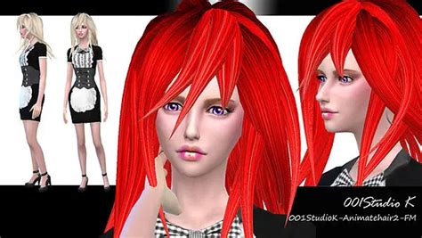 Studio K Creation Animate Hairstyle 2 18 Colors Sims 4 Hairs