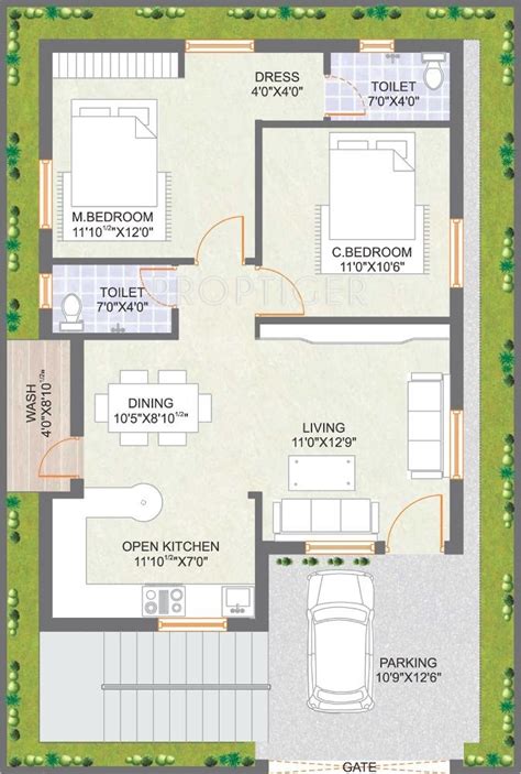 East Facing 2Bhk House Plan Designinte Com