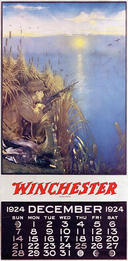 1924 Winchester Repeating Arms And Ammunition Calendar Painting By Lynn
