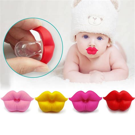 3 PCS Newborn Pacifier Red Lips Dummy Pacifiers Funny Silicone Baby
