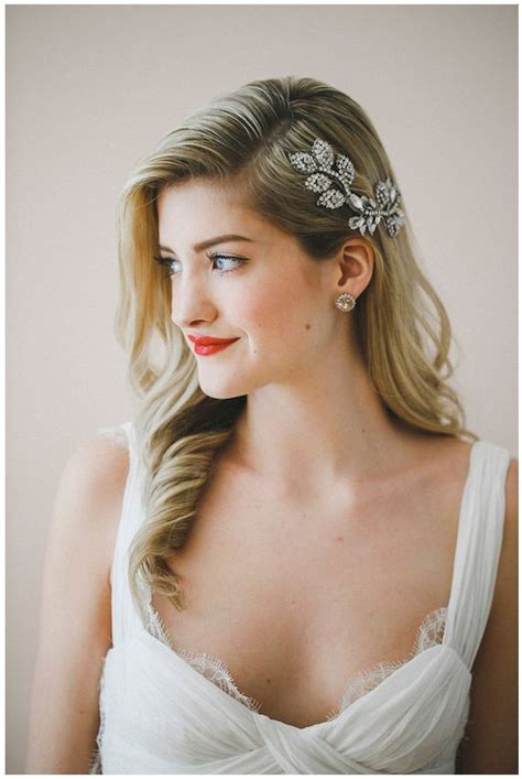 Glam Hairpiece And Side Swept Loose Curls Loose Curls Wedding Wedding
