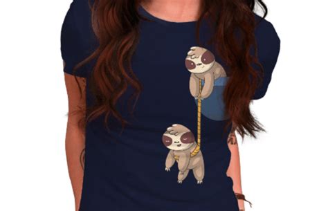 Cute Sloth Pocket T Shirt Design Fancy T Shirts