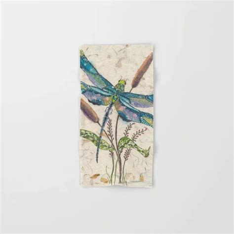 Dragonflies And Cattails Hand And Bath Towel Dragonfly Art Creative