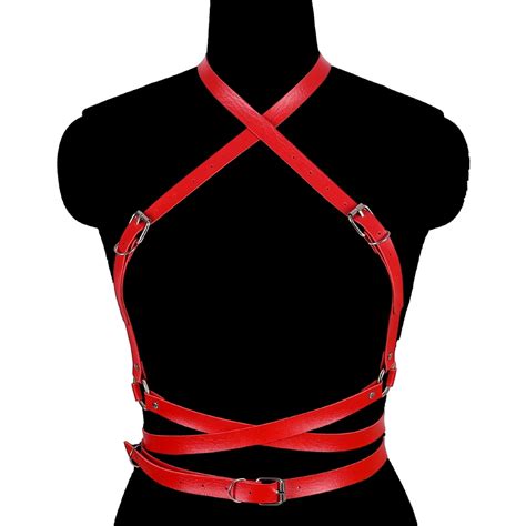 punk gothic suspender cupless bra rave sexy lingerie leather club party chest restraint sword